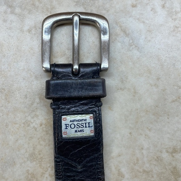 Fossil Jeans Men’s Belt Genuine Leather Silver Tone Buckle Casual Black Size M - Picture 4 of 12